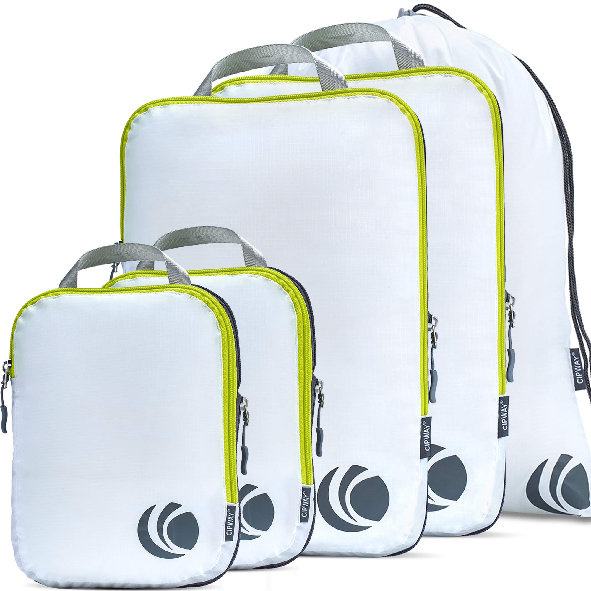 Cipway - 5 Set Ultralight Compression Packing Cubes for Travel, Luggage Organizer for Suitcase & Backpack (White) - Perfect for Weekend Trips, Business Travel & Vacation Packing