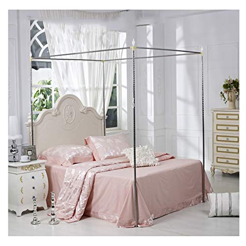 Stainless Steel Mosquito Net Canopy Frame with Spiral Design - 4 Corner Bed Post Brackets for Twin, Full, Queen & King Size Beds (22mm, 2×2.2m) - Perfect for Bedroom, Outdoor Camping and Travel Protection