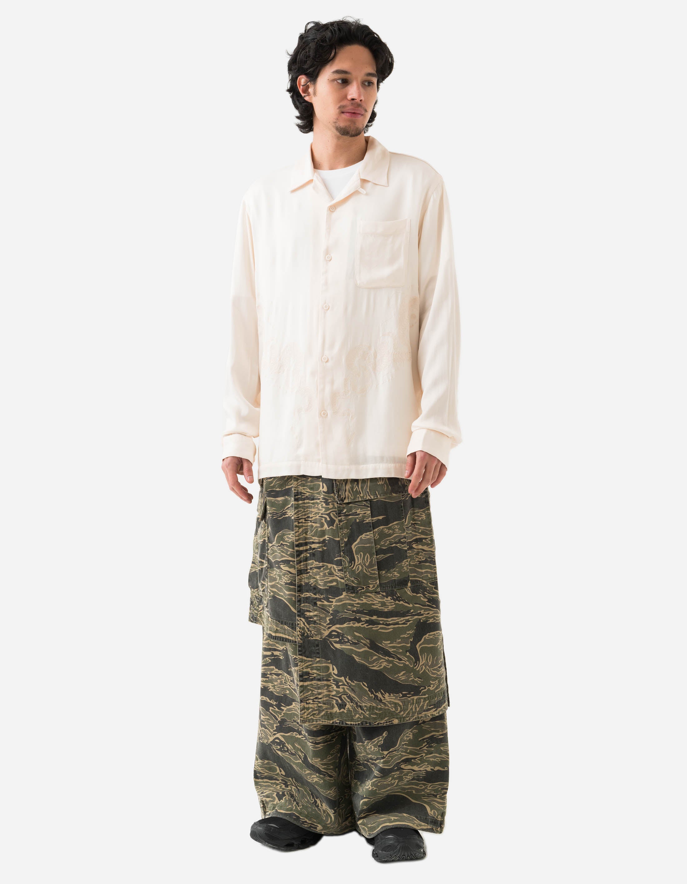6110 Camo Asym Hakama Track Pants for Men - Mint Gold Camouflage Joggers | Streetwear, Workout & Lounge Wear