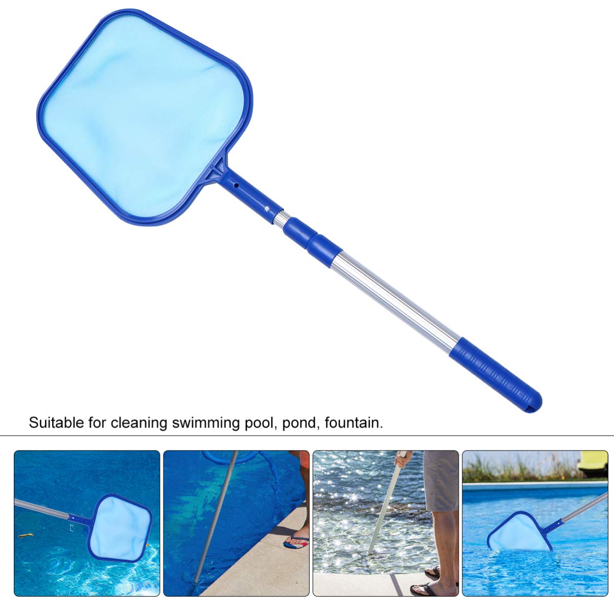 Foldable Adjustable Swimming Pool Cleaning Net - Aluminum Mesh Pool Cleaner for Leaves, Fish, and Debris | Ideal for In-Ground & Above-Ground Pools, Spas, and Backyard Maintenance