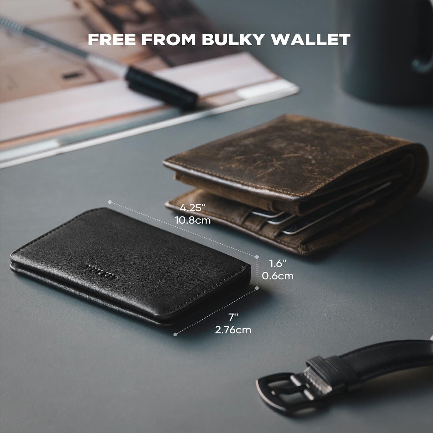 Slim RFID Blocking Leather Card Holder - VW122 Magnetic Closure Wallet for Front Pocket | Secure Credit Card Protector for Travel & Everyday Use