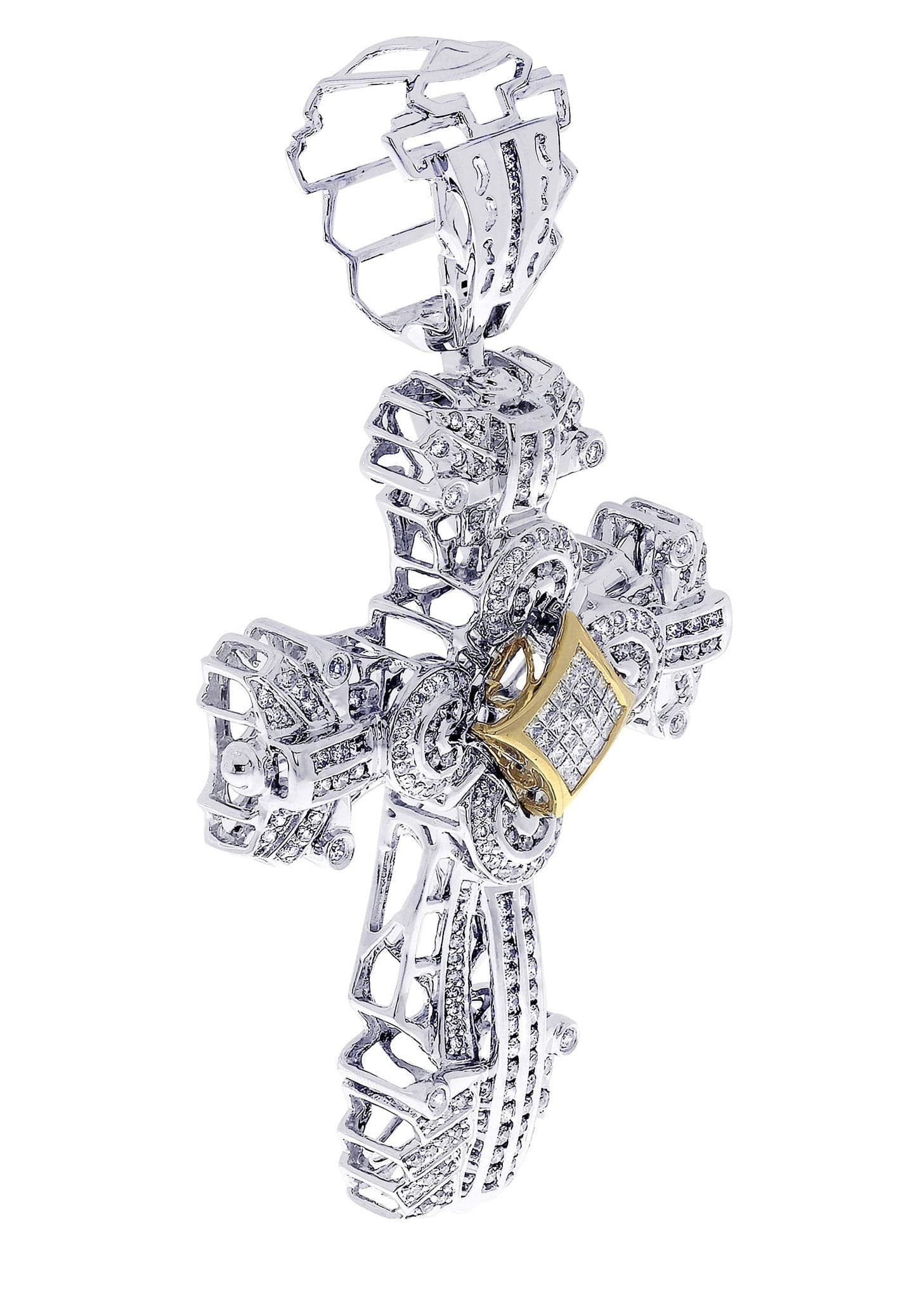 2.07 Carat Diamond Cross Pendant Necklace - 23.5 Grams Solid Gold Religious Jewelry for Women - Perfect for Baptism, First Communion & Easter Gifts