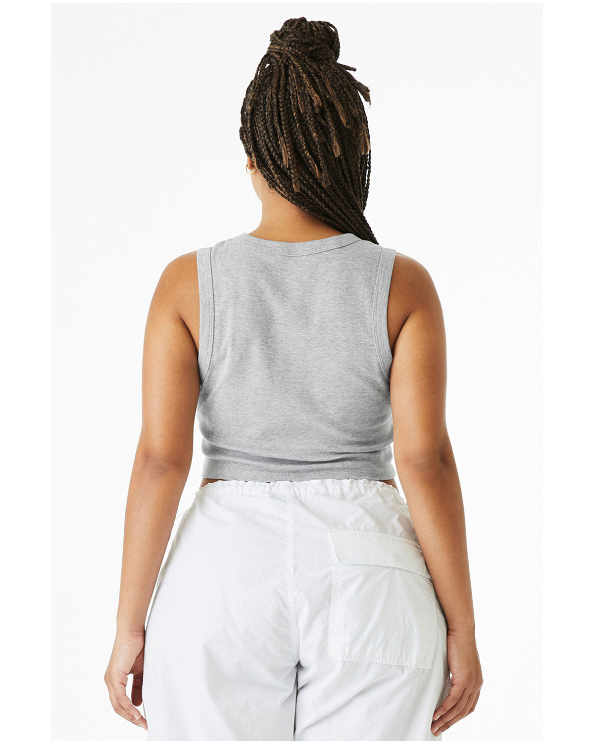 Bella + Canvas 1013BE Women's Micro Rib Muscle Crop Tank Top - Soft Stretchy Workout Shirt for Yoga, Gym & Casual Wear
