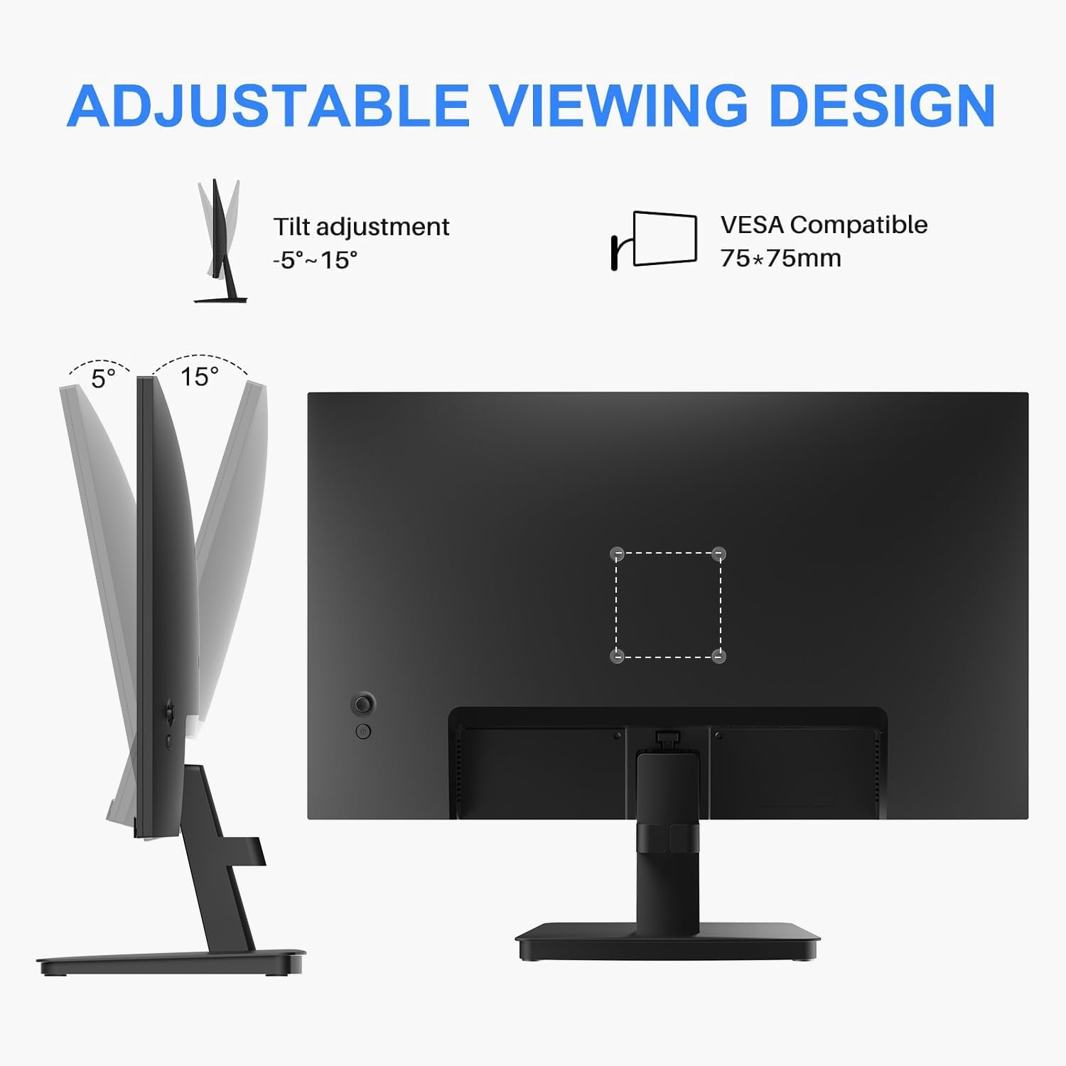 22 Inch SANSUI 1080p FHD 75Hz Computer Monitor with HDMI & VGA Ports | Ultra-Slim Bezel, Ergonomic Tilt, Eye Care LED Display | for Home Office, Gaming & Work (Includes HDMI Cable) - ES-22F1