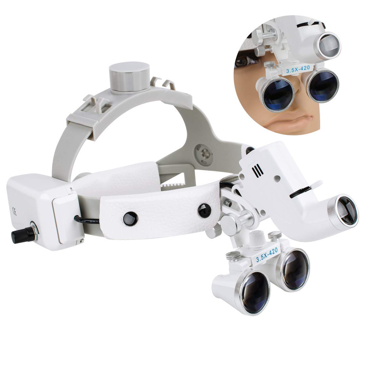 3.5X Magnifying Glasses with LED Light & Headband - Binocular Loupes for Jewelry Making, Watch Repair & Dental Work - Hands-Free Magnifier for Hobbyists & Professionals
