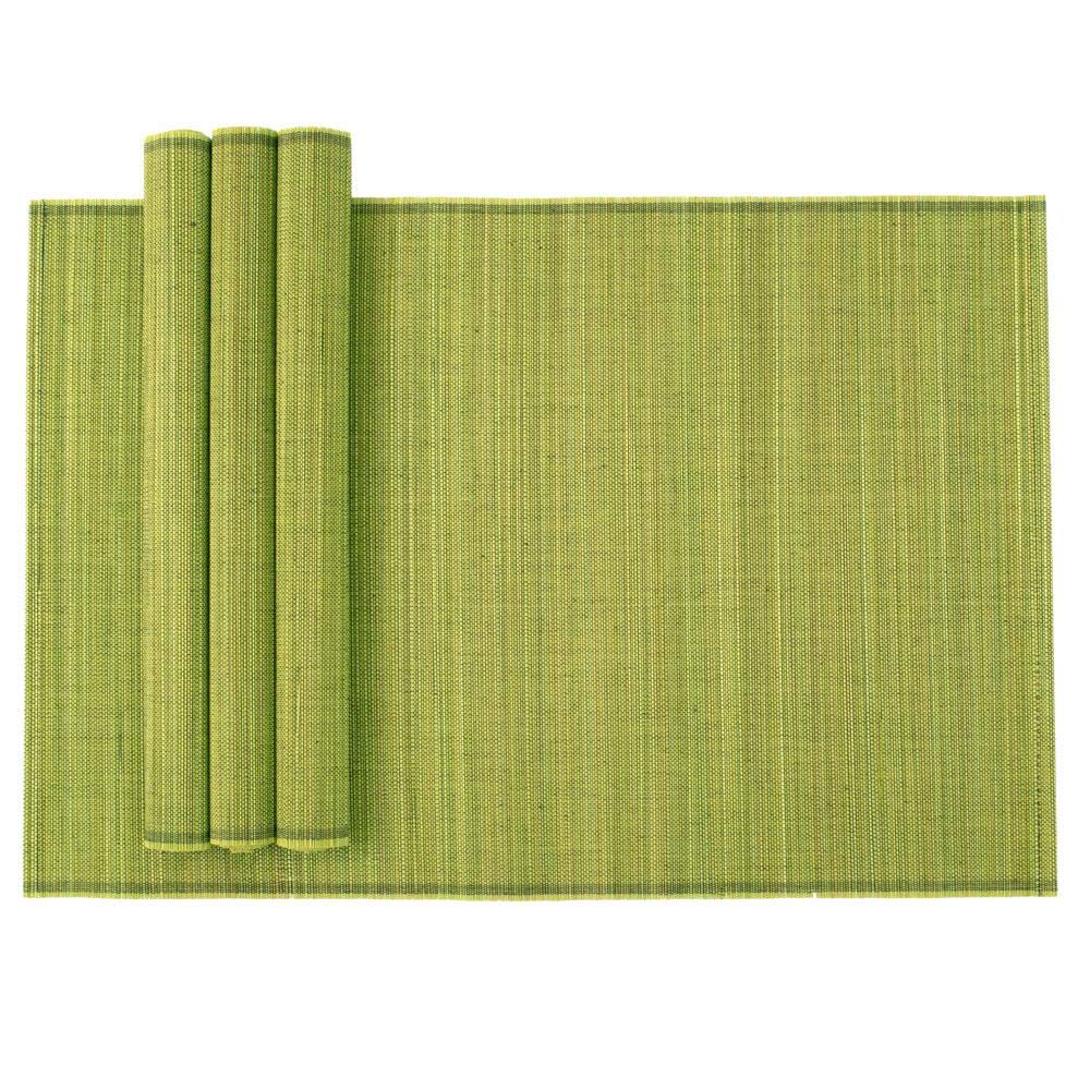 Eco-Friendly Roll-Up Bamboo Placemats Set of 16 - Moss Green Table Mats for Dining, Parties & Home Decor | Sustainable & Washable Place Settings