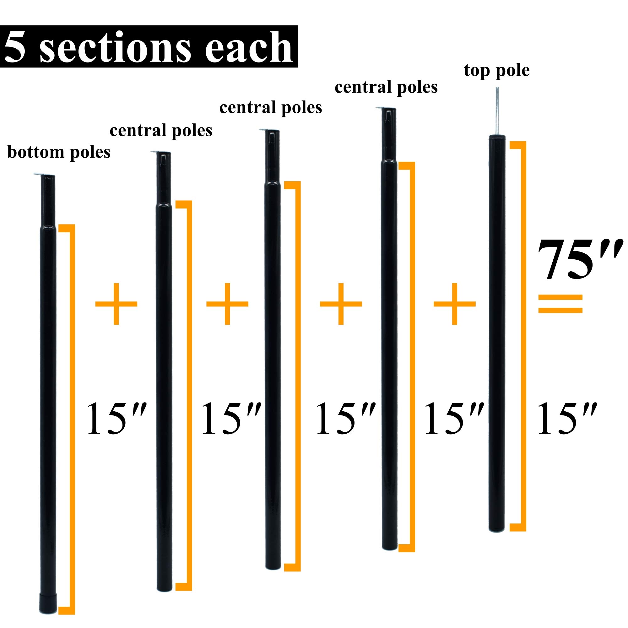 Adjustable Tent Poles - Heavy Duty Steel Rods for Tarp, Canopy & Camping (Set of 2, Black) | Perfect for Outdoor Adventures, Backpacking & Emergency Shelter Setup