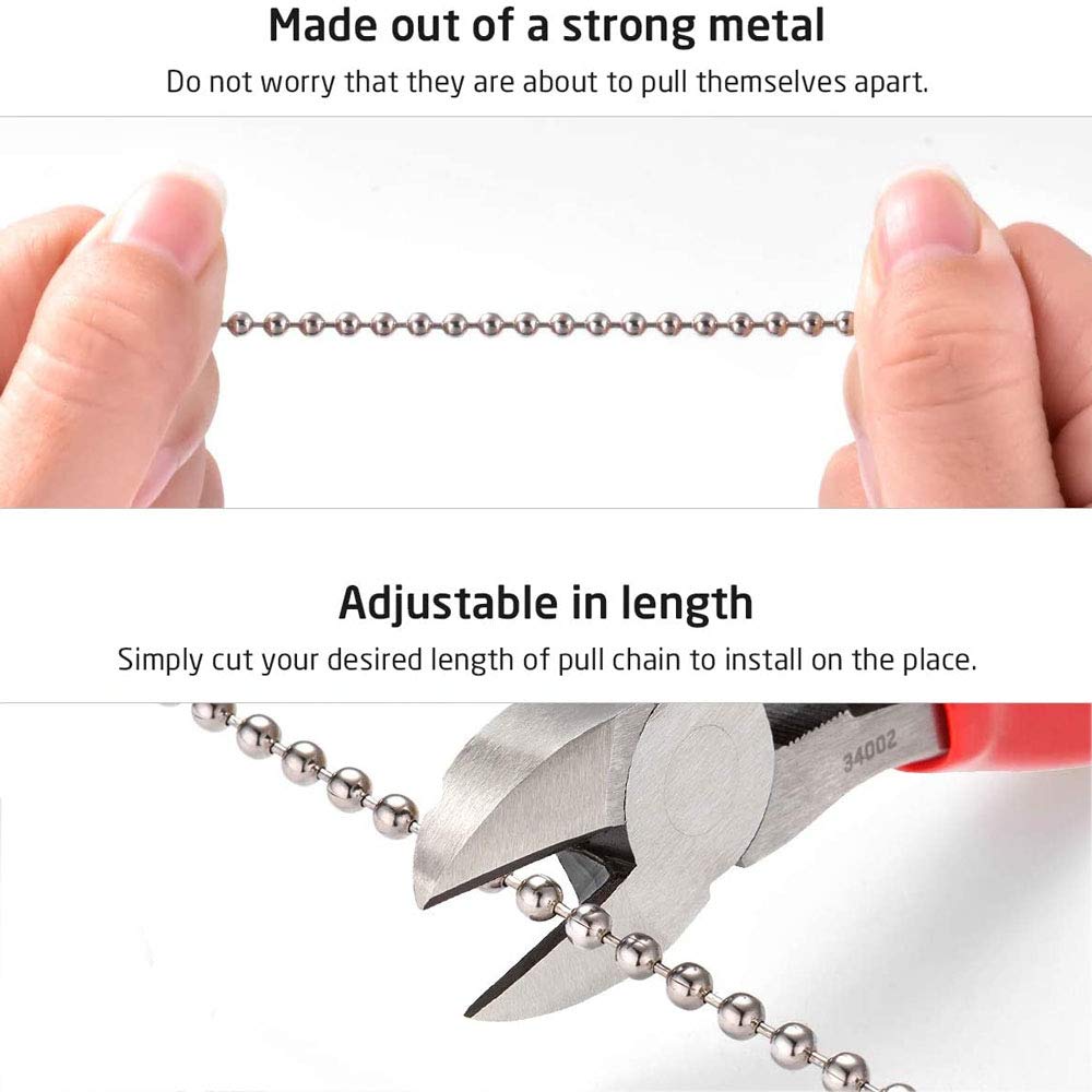12 Inch Ceiling Fan Pull Chain Extender with Basketball Pendant - Nickel Finish Replacement Pull Cord for Hunter Lighting Fans - Perfect for Bedroom, Living Room & Office Fan Accessories