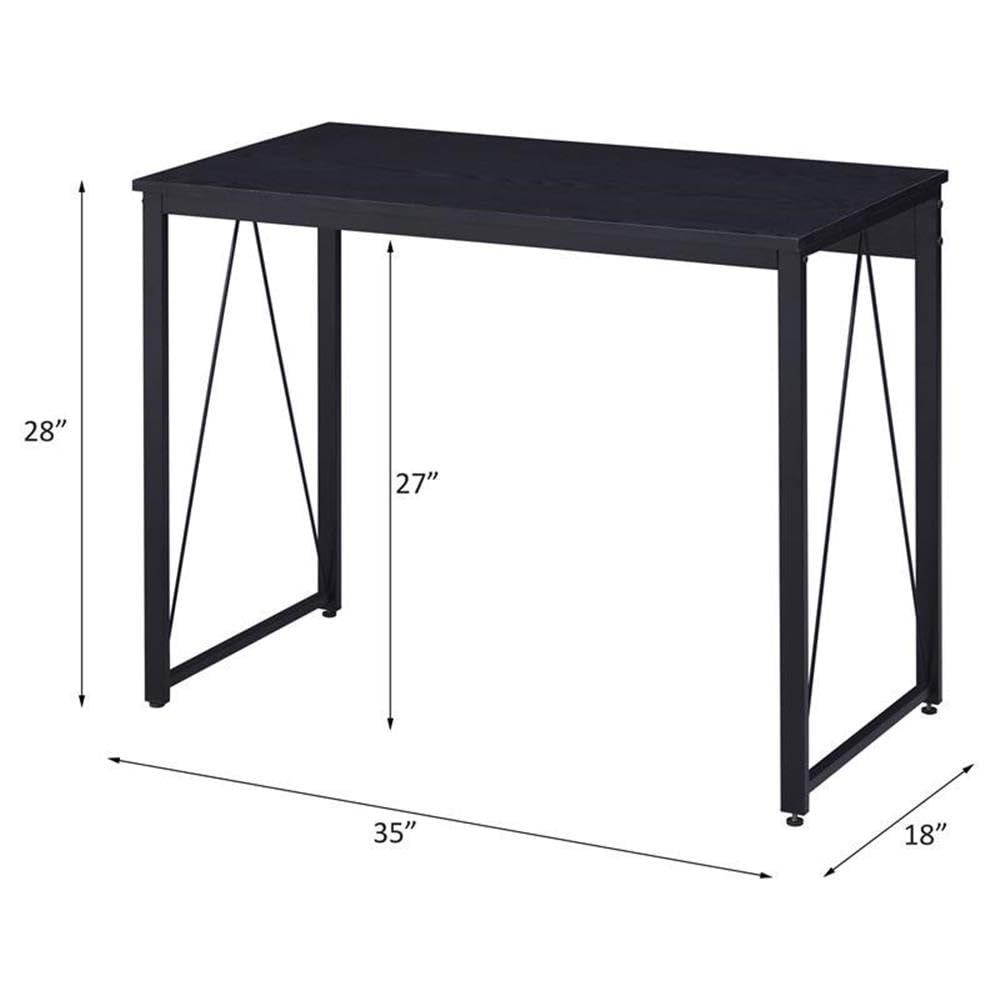 Acme Zaidin Black Wooden Rectangle Writing Desk with Metal Sled Base - Perfect for Home Office, Study Room & Small Spaces