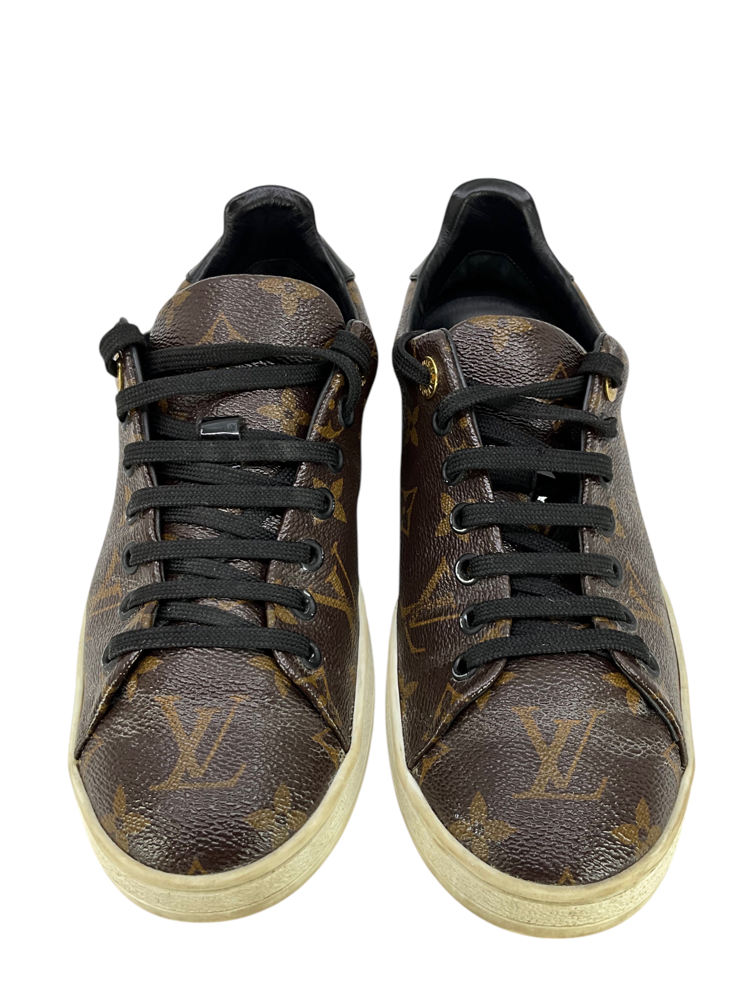 Authentic LOUIS VUITTON Patent Monogram Frontrow Sneakers Women's Size 37.5 (US 7) - Luxury Designer Fashion Shoes for Casual Wear, Street Style & High-End Outfits