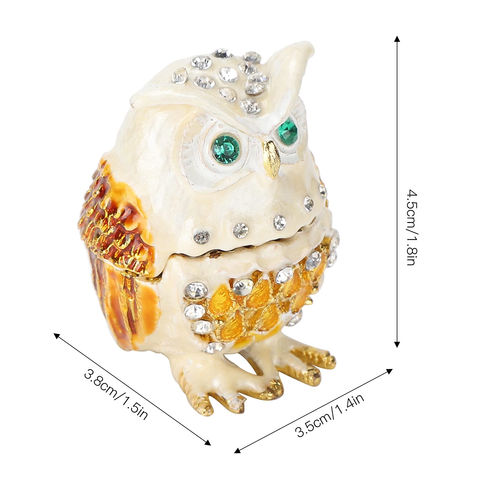 Owl Trinket Box with Rhinestones - Mini Jewelry Box & Ring Holder for Earrings, Necklaces - Decorative Hinged Owl Figurine for Home Decor, Gift Giving & Vanity Organizer