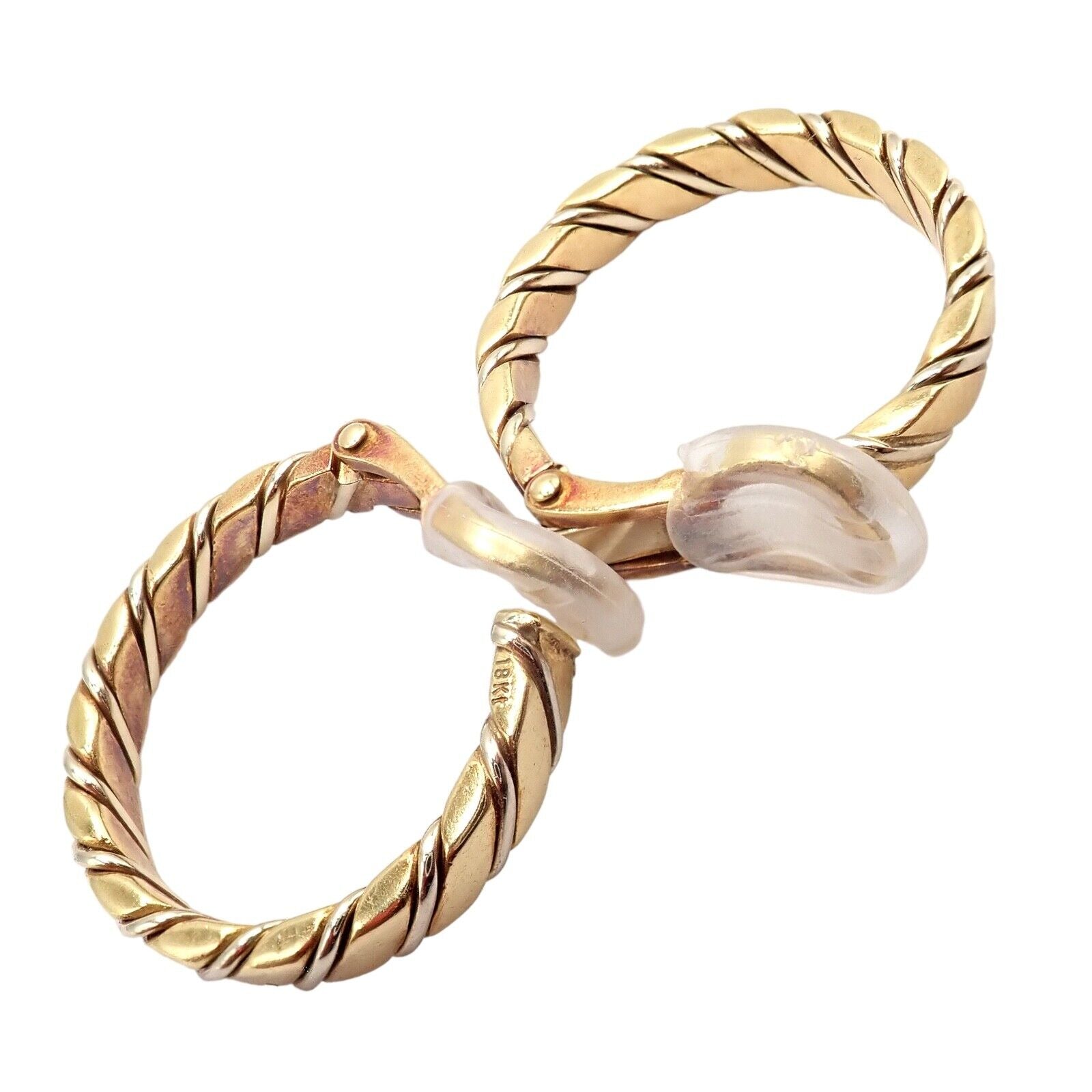 Authentic Pomellato 18k Yellow & White Gold Hoop Earrings - Luxury Italian Jewelry for Women, Perfect for Weddings, Parties & Special Occasions