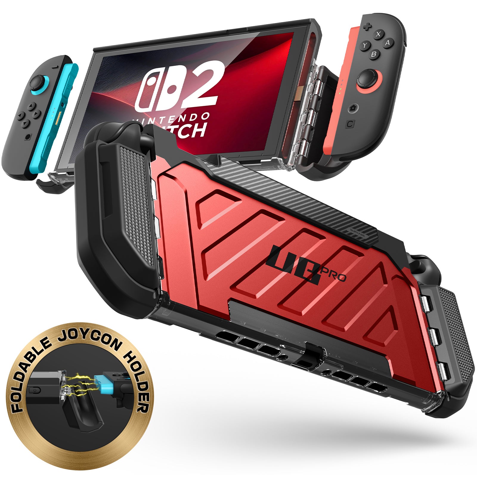 Nintendo Switch 2 Unicorn Beetle PRO Protective Gaming Case - Shockproof & Scratch-Resistant Cover for Nintendo Switch 2 Console (Metallic Red) - Perfect for Travel, Outdoor Gaming & Daily Protection