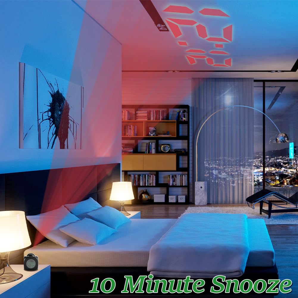 Wireless Projection Alarm Clock with LED Display, Digital Time & Temperature Projector for Bedroom Ceiling - Perfect for Nightstand, Kids Room, Home Office & Sleep Timer Use