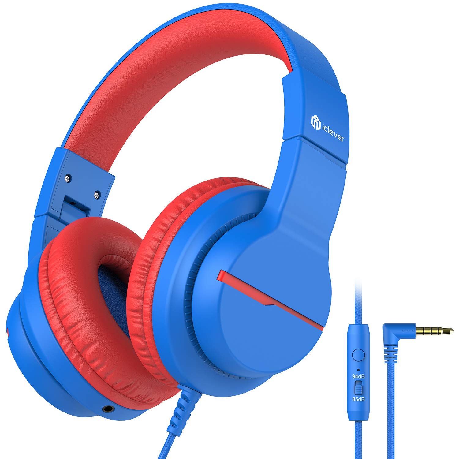 iClever Kids Headphones with Safe Volume Limit 85/94dB - Over-Ear Stereo Headphones for Boys & Girls, Foldable Wired Headset with HD Mic for School, Travel, iPad, Computer - Perfect for Online Classes & Airplane Trips (Model HS19)