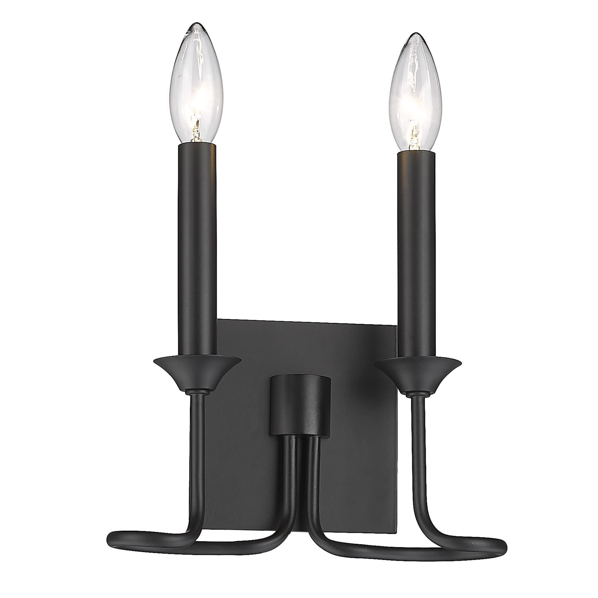 Karson 9.25 Inch Matte Black Metal 2-Light Wall Sconce - Modern Lighting Fixture for Bedroom, Hallway & Entryway