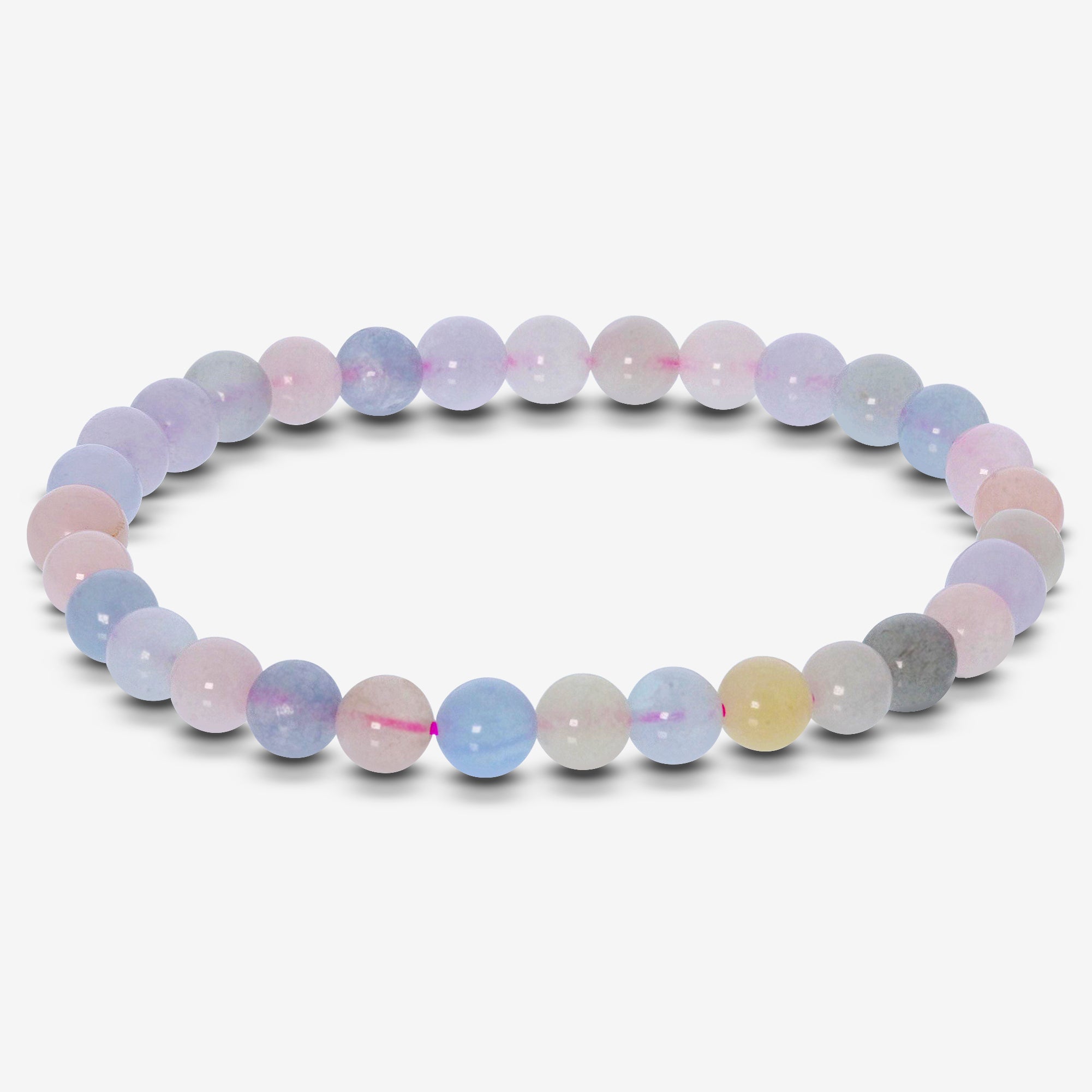 6mm Morganite Gemstone Round Beads Stretch Bracelet for Women & Men - Perfect for Yoga, Meditation & Everyday Wear