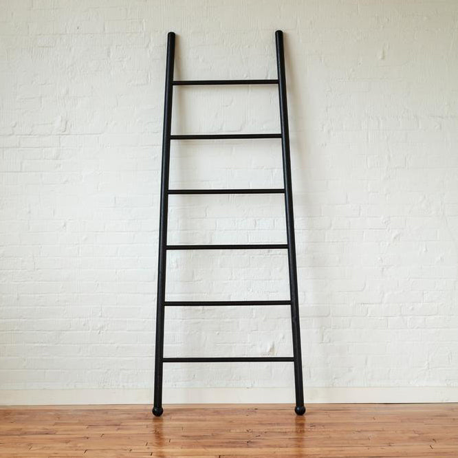 Black Wooden Ladder - Sturdy Wooden Step Ladder for Home, Kitchen, and DIY Projects | Perfect for Shelf Organization, Decor, and Indoor Use