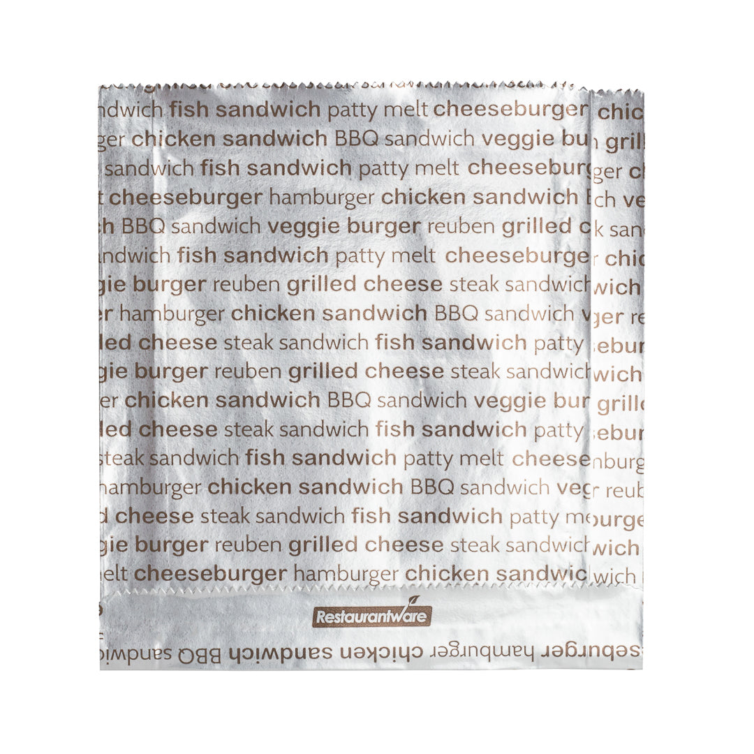 Eco-Friendly Burger Foil Bags 6x1.25x6.5 Inches - 100 Count Bulk Pack for Fast Food Restaurants & Takeout Packaging
