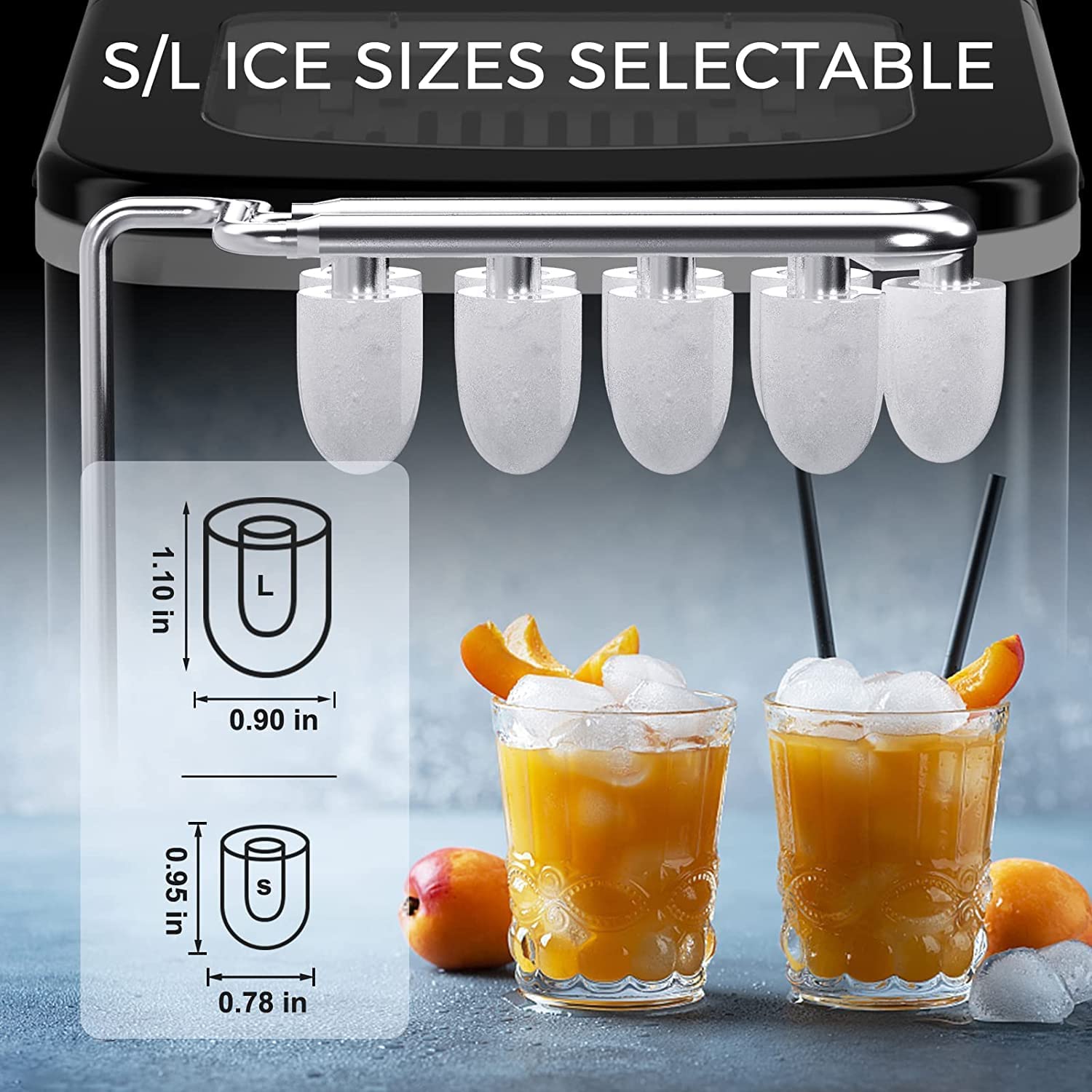Automatic Ice Maker Machine with Self-Cleaning Function - 33lbs/24h, 9 Ice Cubes in 6 Minutes, Ultra Quiet Countertop Ice Cube Maker for Home, Office, Bar, Restaurant, Party and RV Use