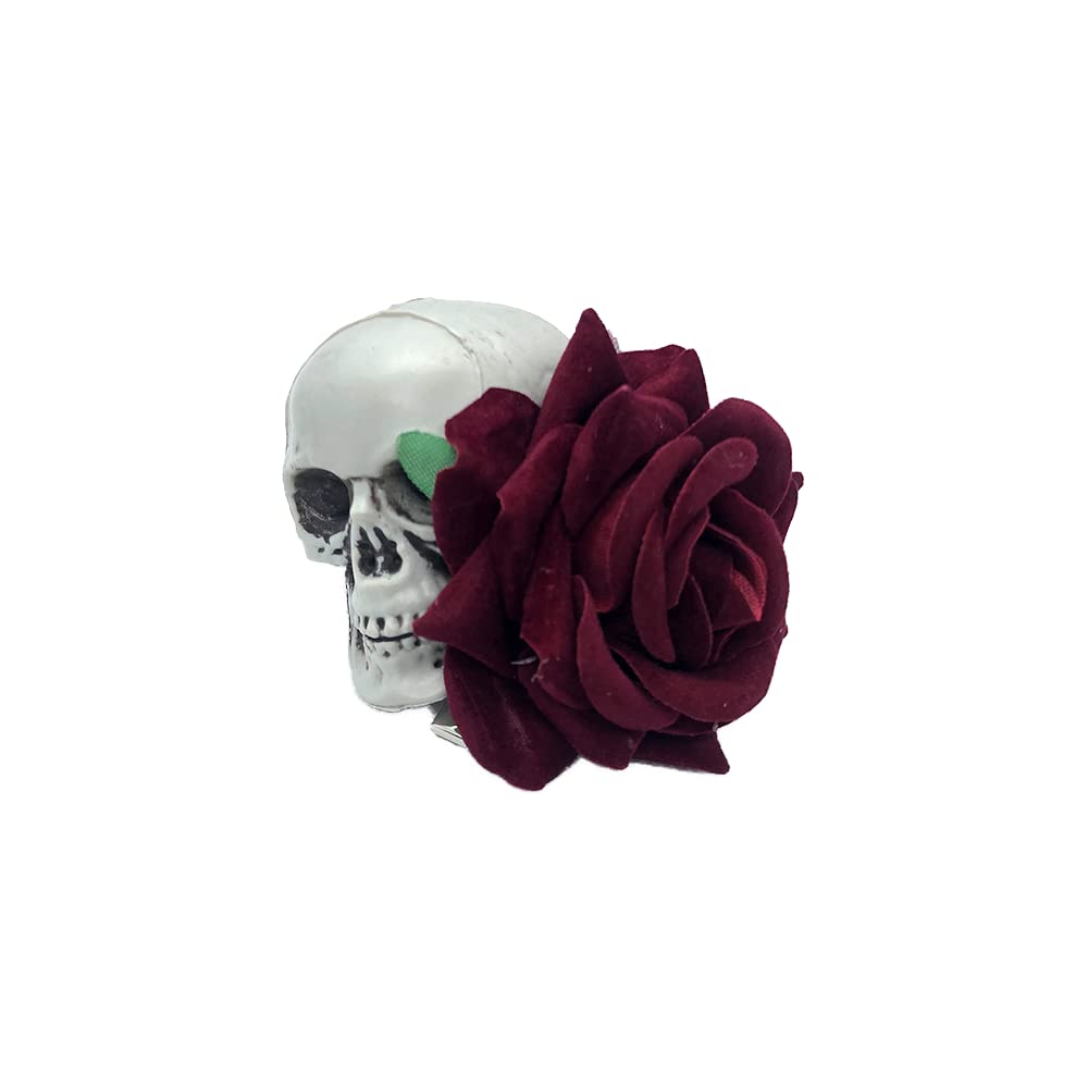 **Halloween Skull Hair Clips - Handmade Ghost & Skeleton Rose Hairpins for Women & Girls - Gothic Side Clips for Costume Parties & Cosplay**