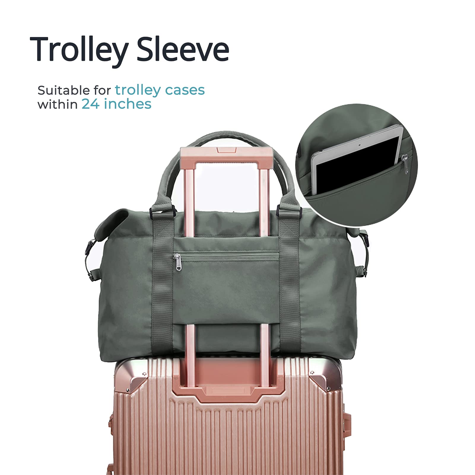 Women's Waterproof Carry-On Duffel Bag with Trolley Sleeve - Perfect for Travel & Gym