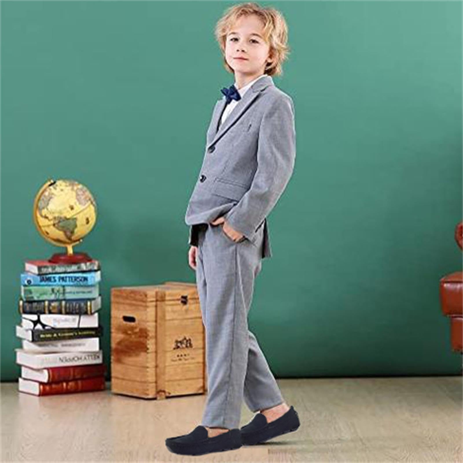 **Boys & Girls Suede Leather Slip-On Loafers - Casual Boat Shoes for Kids, Dress Oxford Flats for School, Church & Special Occasions**