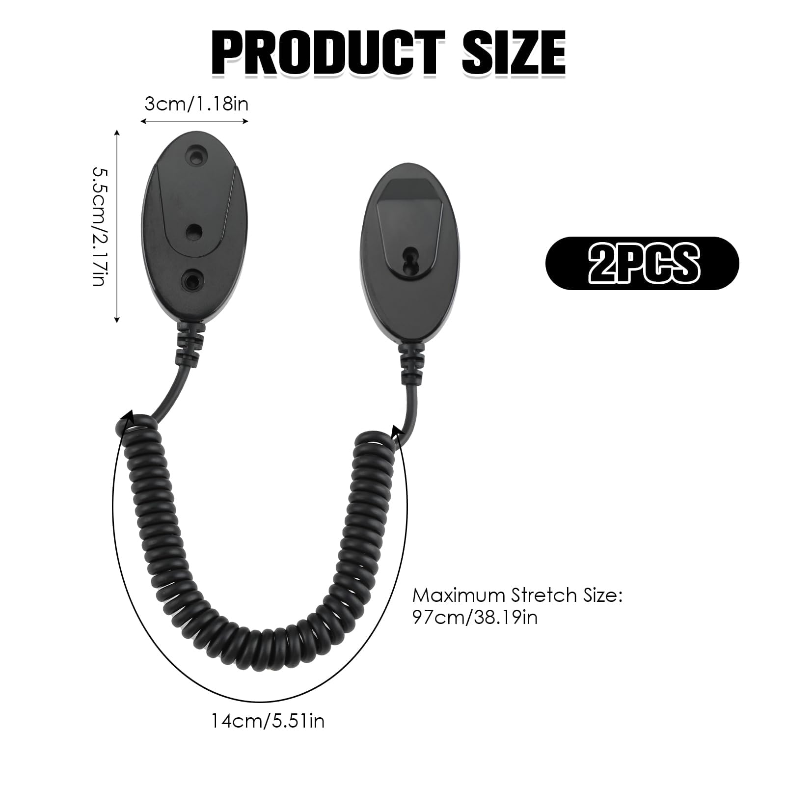 2 Pack Magnetic Remote Control Holder with Security Cable - Retractable Remote Organizer for TV, Fan & AC - Easy Installation, Anti-Loss Design (Black) | Perfect for Living Room, Bedroom & Office Organization