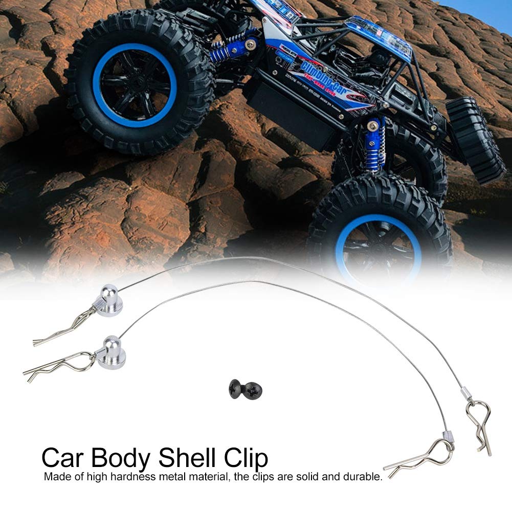 V GEBY 1/10 RC Car Body Shell Clip Pins & Rope Set - Silver, Durable Car Shell Clips for Secure Fit, Ideal for Off-Road Racing and Drift Tracks