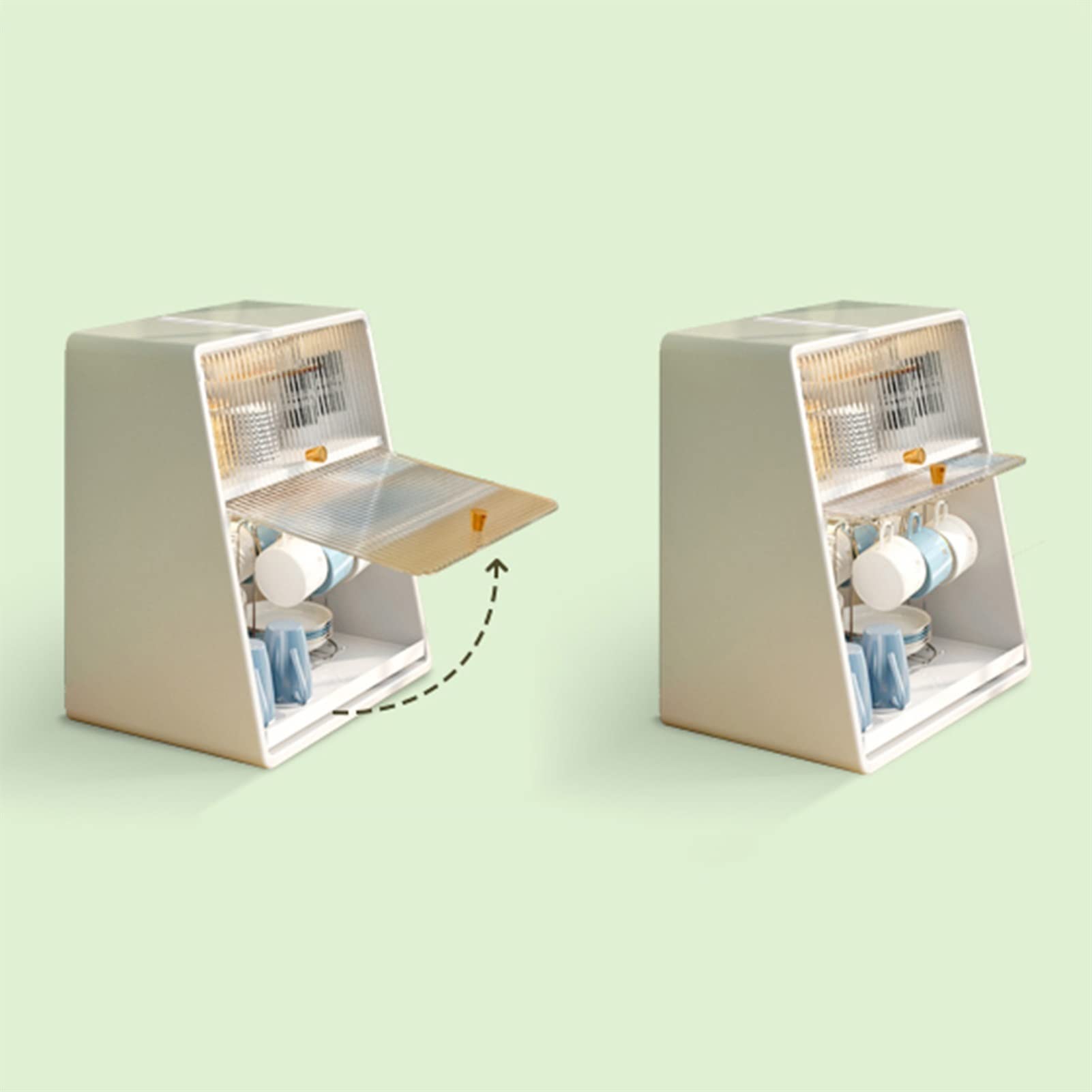 TOMYEUS Sideboard Buffet Cabinet - Single/Double Layer Cup Storage Organizer for Office, Kitchen & Dining Room - Tea Set Holder, Water Cup Rack, Tableware Dust-Proof Storage - Perfect for Home, Office, and Restaurant Organization