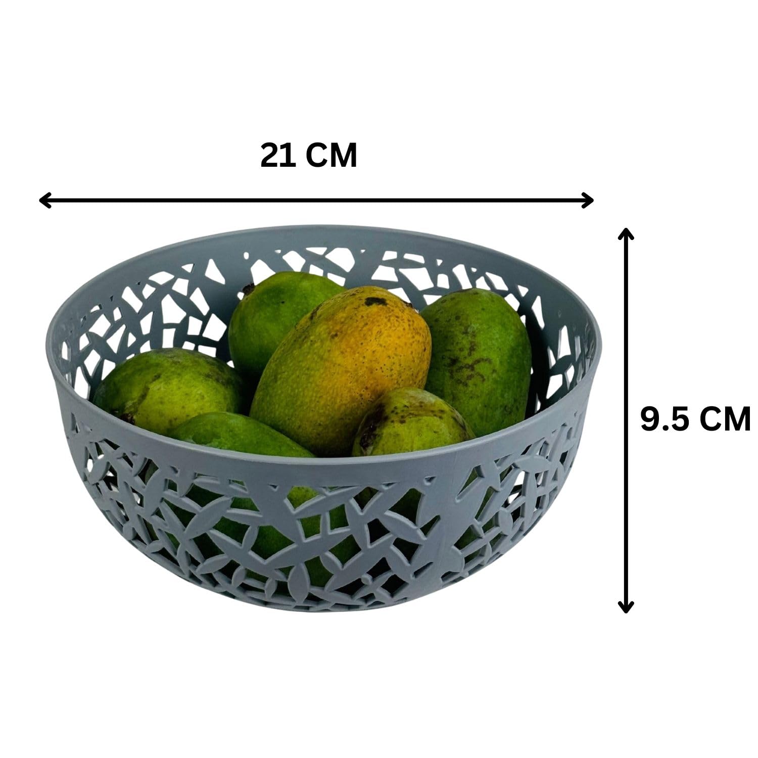 Go Hooked Plastic Fruit and Vegetable Storage Basket - Round Multipurpose Organizer for Kitchen, Bathroom & Laundry (Set of 2, Light Grey) | Durable Food Storage Container | Perfect for Produce, Toys & Home Organization