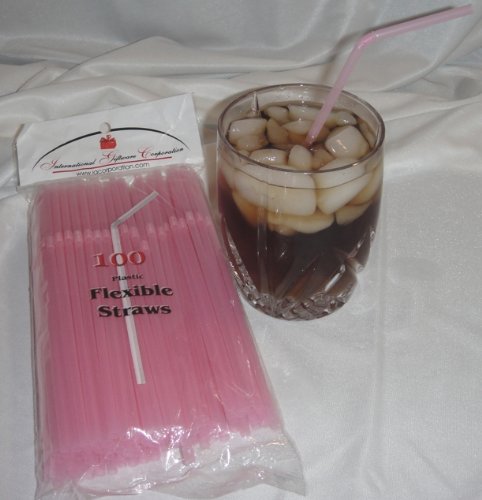 200 Flexible Drinking Straws - Pastel Pink - Reusable Bendable Straws for Luau, Wedding, Party - 2 Packs x 100 Straws - Perfect for Cocktails, Smoothies, and Beverages at Home or Events