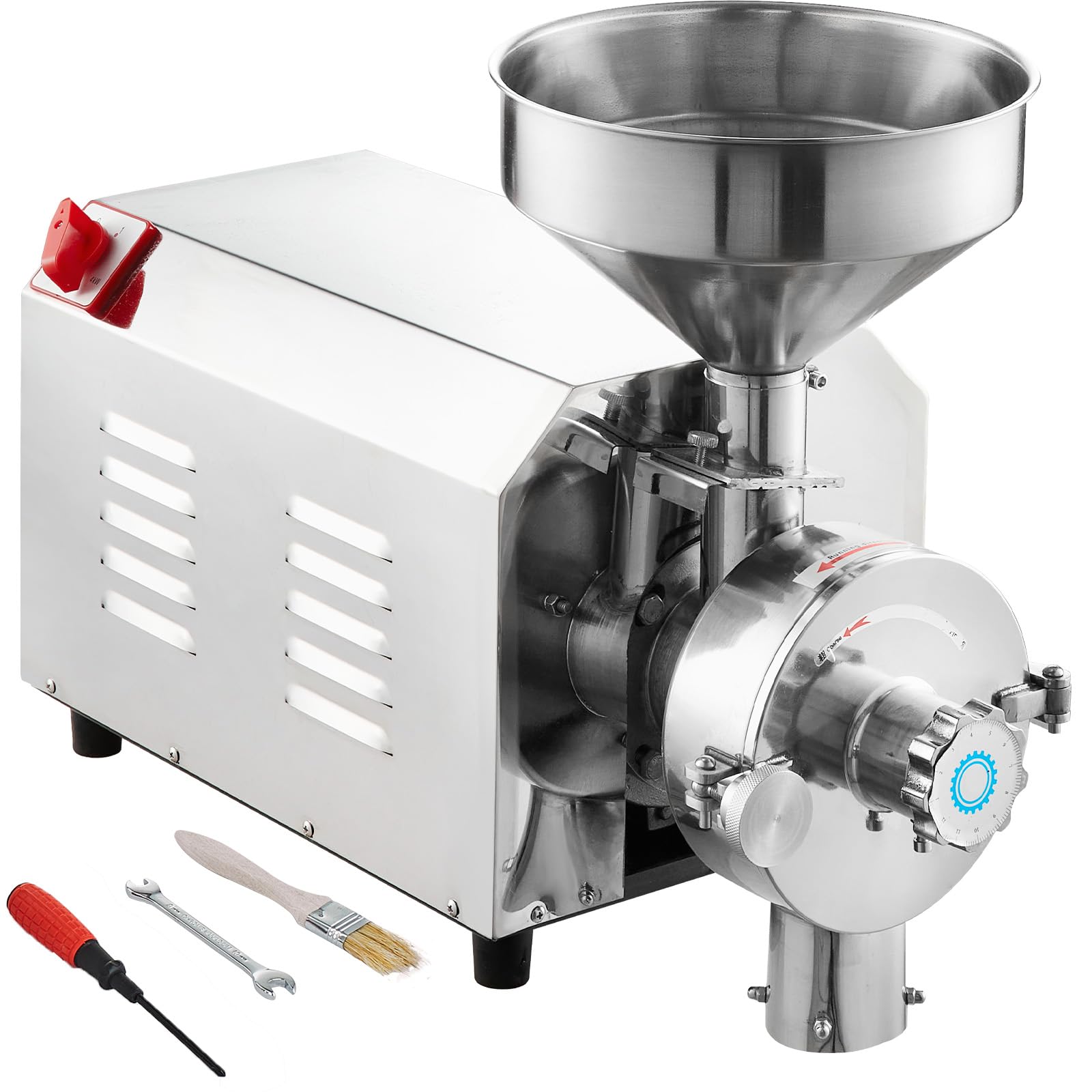VEVOR 3000W Commercial Soybean Grinder - Stainless Steel Corn Mill Machine for Spices, Peanuts, Grains (100 KG/H) - Perfect for Restaurants, Bakeries & Home Flour Milling