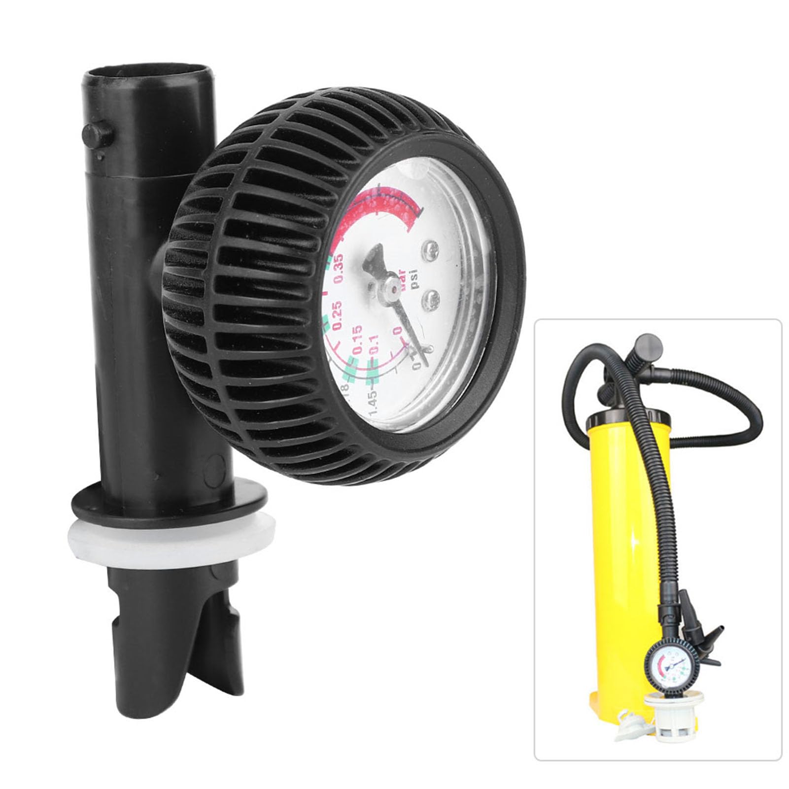 Cyrank Air Pressure Gauge for Inflatable Kayak & Boat - Accurate PSI Barometer for Surfboard, SUP, Pool Floats - Essential Measuring Tool for Water Sports & Outdoor Activities (Black)