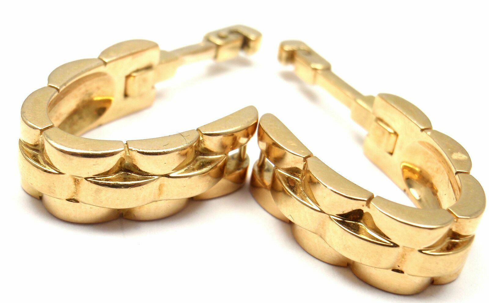 Authentic Cartier Panthere Maillon 18k Yellow Gold Stirrup Cufflinks for Men - Luxury Gift for Weddings, Business & Formal Occasions
