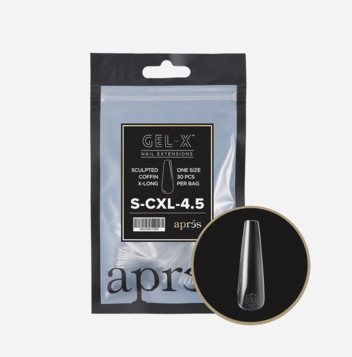 Apres Gel X Refill Tips 2.0 (30pcs) - Extra Long Coffin Nail Extensions for Professional Salon & DIY Manicure at Home