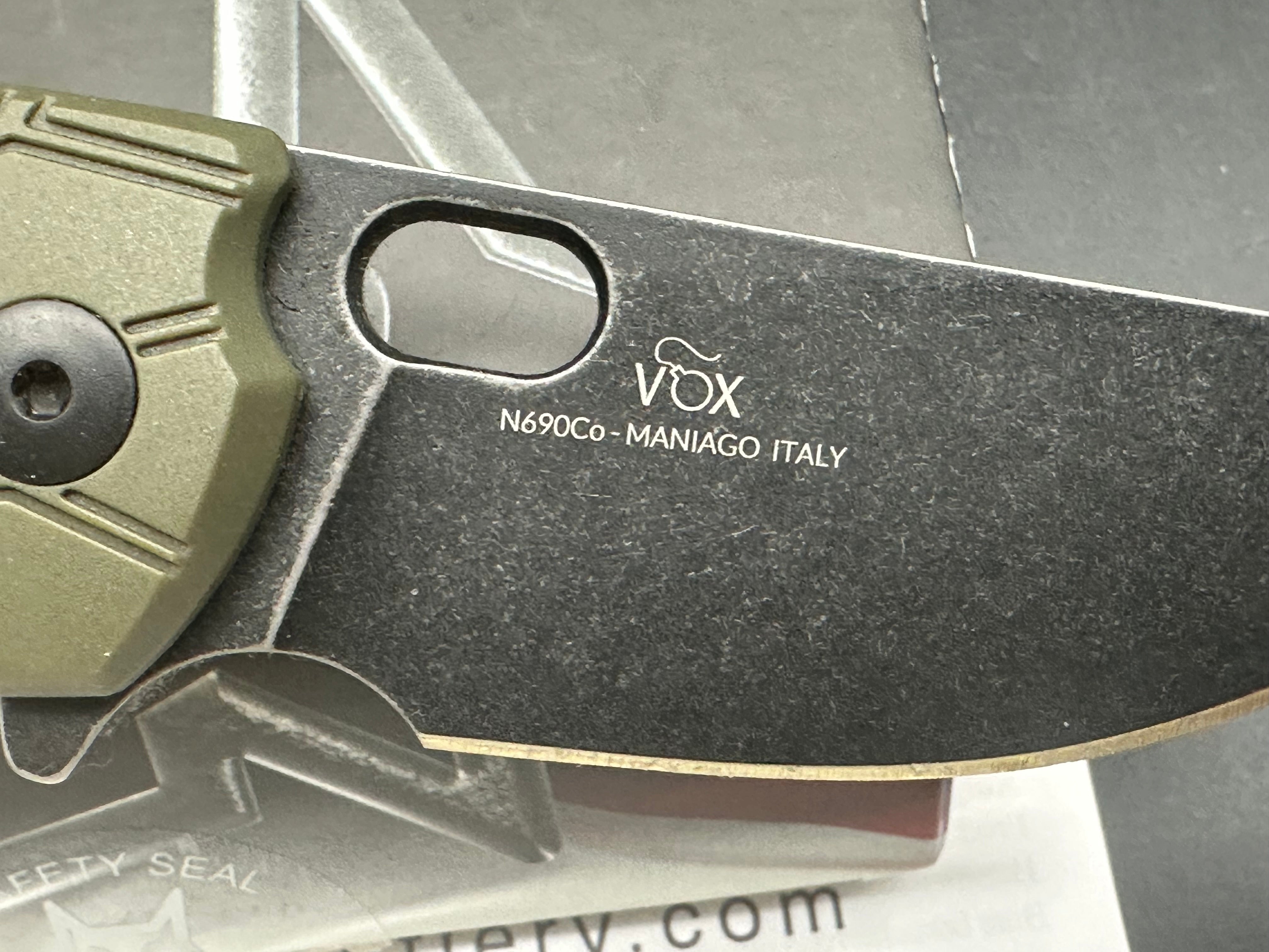 Fox Knives Baby Core Mini Liner Lock Pocket Knife - Green FRN Handle, EDC Folding Knife for Camping, Hiking & Outdoor Activities
