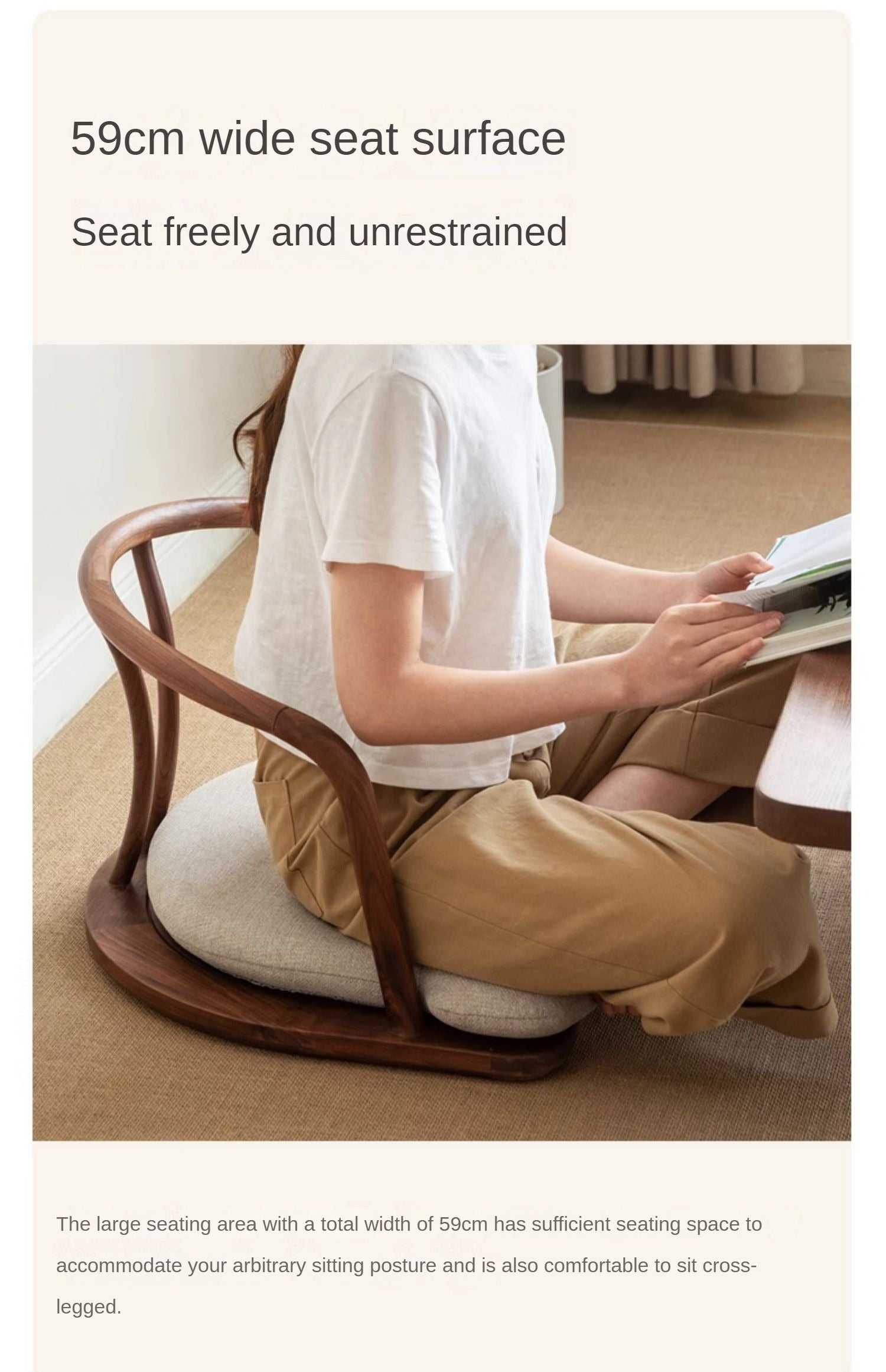 Premium Black Walnut & Ash Solid Wood Meditation Chair - Ergonomic Tatami Style with Soft Backrest for Yoga, Zen Sitting, and Home Relaxation