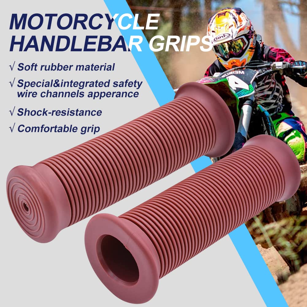KATUR Motorcycle Handlebar Grips - Non-Slip Rubber Open End Thruster Grip (7/8
