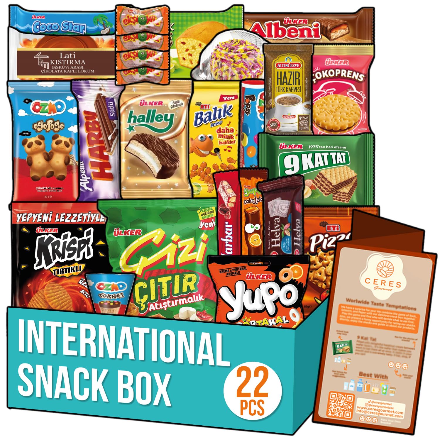 22 Count Premium International Snack Box - Exotic & Rare Snack Variety Pack with Mystery Surprise Item | European & Global Snacks for Adults & Kids | Perfect for Christmas Gifts, Thanksgiving Parties & Office Snacking