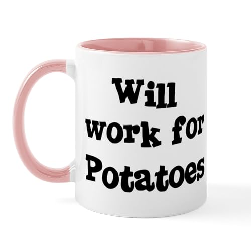 White/Pink Inside - Will Work For Potatoes Mug