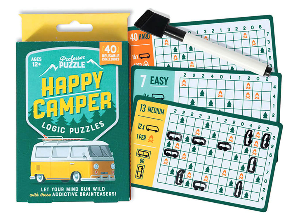 Happy Camper Logic Puzzles - Fun Brain Teasers for Kids & Adults - Perfect for Travel, Camping & Family Game Nights