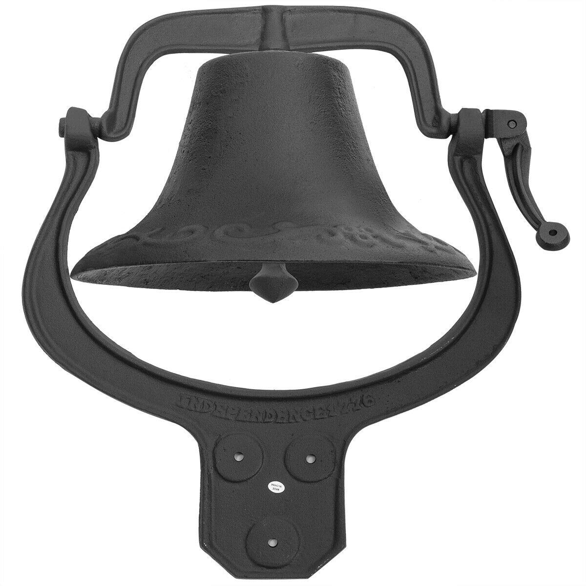 Large Cast Iron Farmhouse Bell - Antique Black Outdoor Dinner & School Bell for Garden, Farm, or Vintage Decor