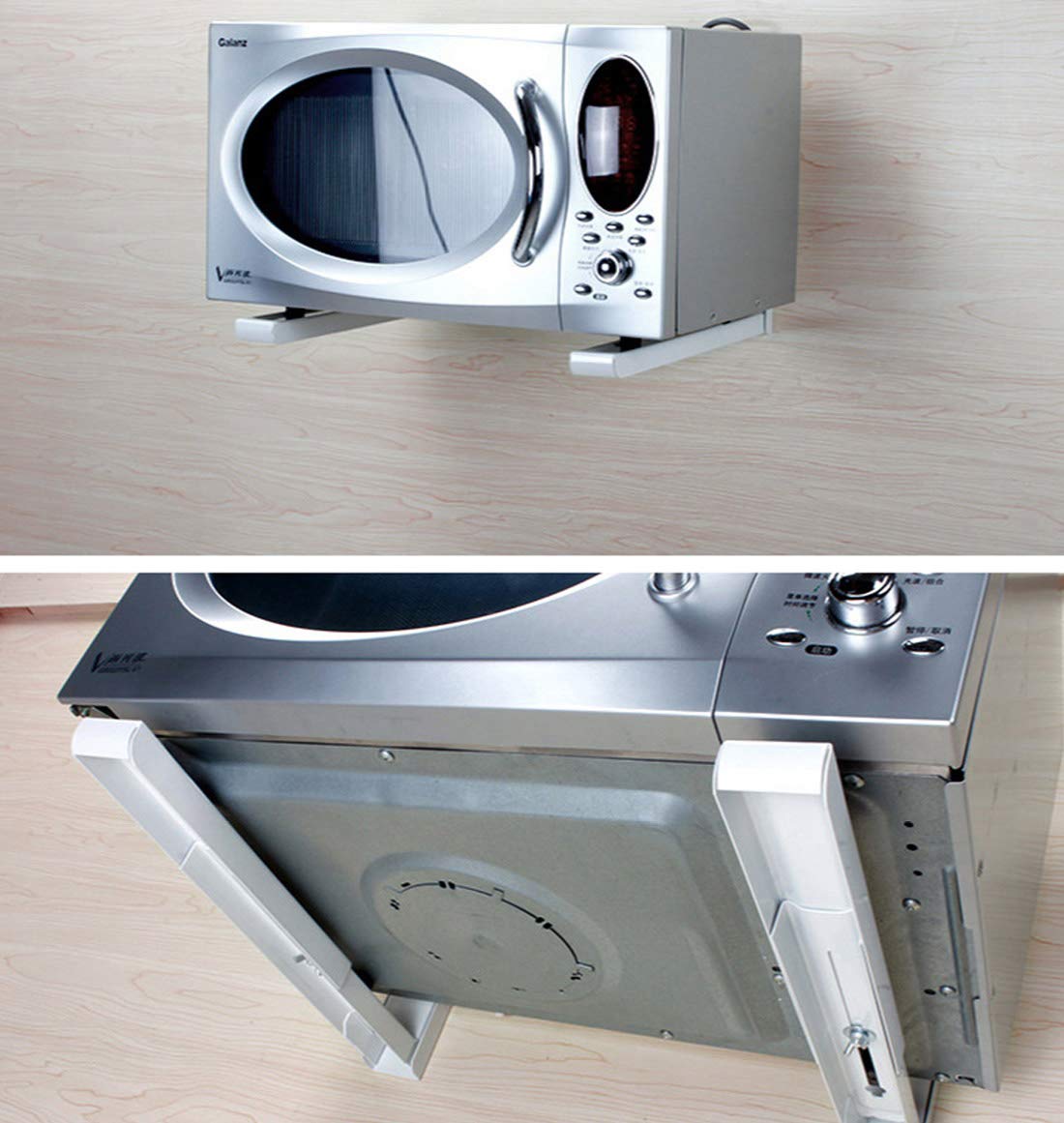 Universal Wall-Mounted Microwave Bracket - Heavy Duty Foldable Kitchen Shelf Rack for Ovens & Microwaves - Space Saving Solution for Small Kitchens, Dorms & RVs