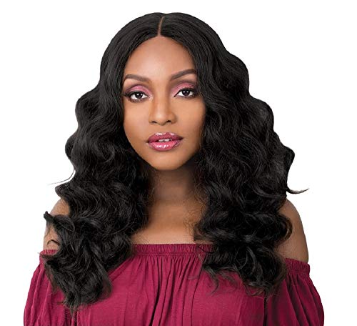 LAILA Heat Resistant Synthetic Wig - Natural Finger Wave Anywhere Lace Part Wig in Highlight Mix Off Black & Light Auburn (HM1B/30) | Perfect for Cosplay, Daily Wear & Special Occasions