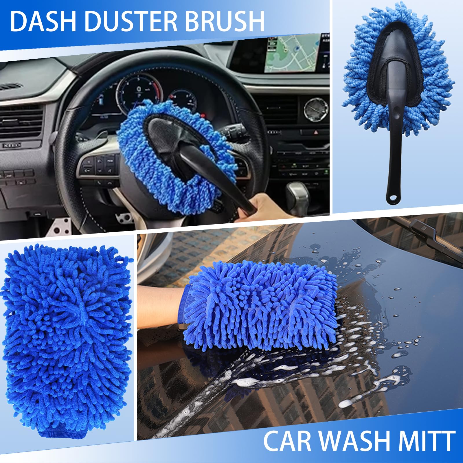 18-Piece Car Cleaning Kit for Interior & Exterior Detailing - Includes Drill Brush, Wash Mitt, Tire Brush, Sponge & Microfiber Towels - Complete Car Wash Tool Set for Dashboard, Air Vents & Wheels Cleaning - Perfect for DIY Auto Detailing & Professional Car Care