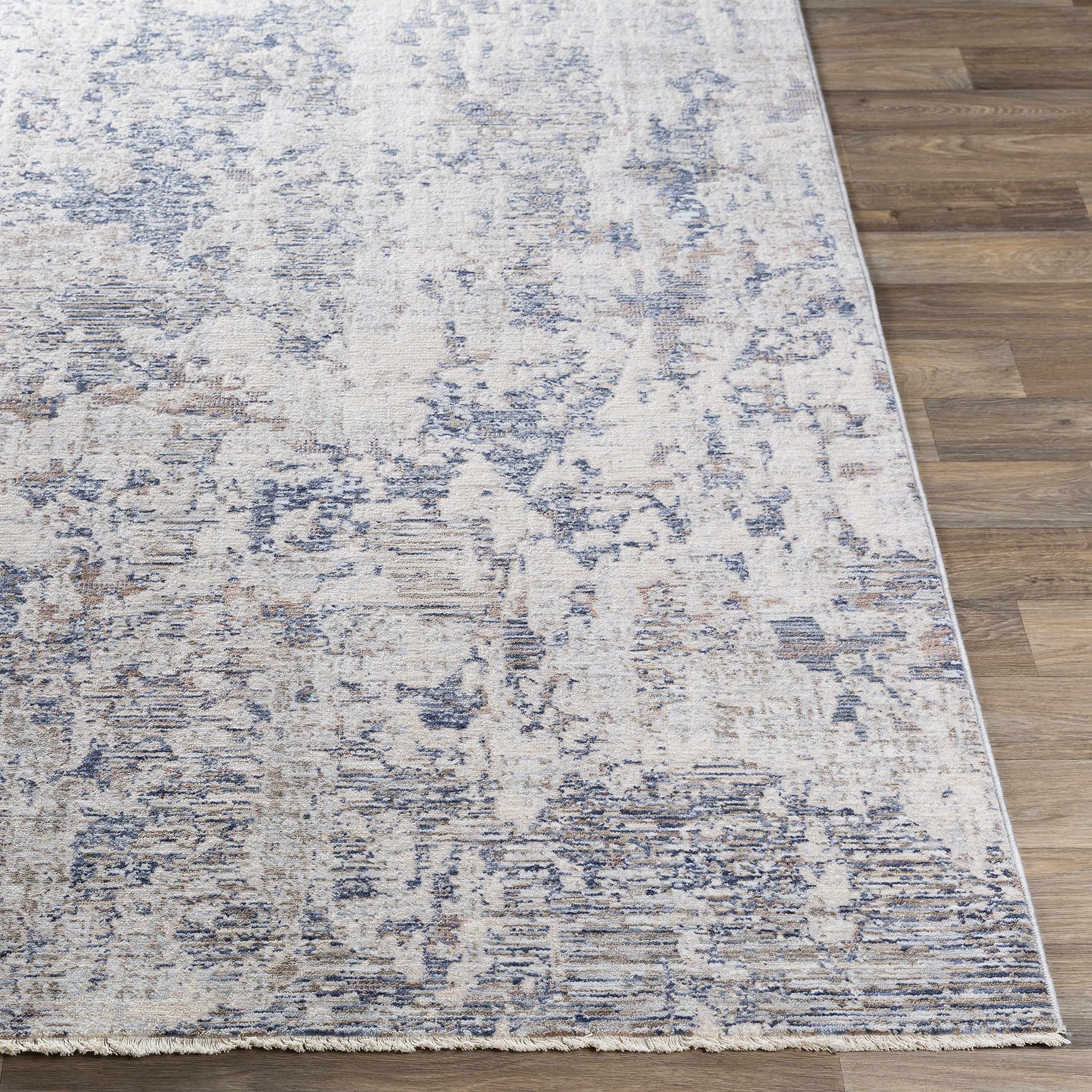 Modern Hauteloom Broxbourne Area Rug for Living Room & Bedroom - Navy, Denim, Pale Blue - 2' x 3'3