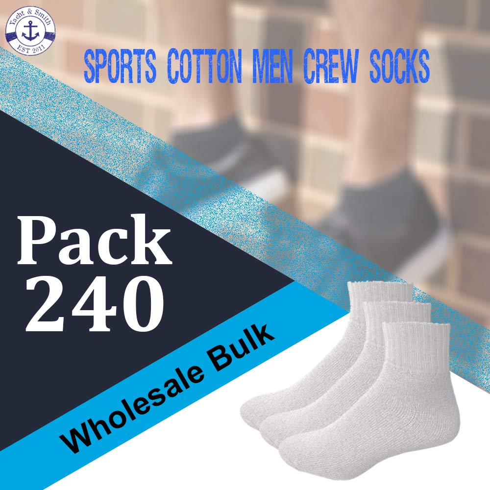 Yacht & Smith Men's Cotton Athletic Mid Ankle Socks - Bulk Pack (Size 10-13) - Breathable Sports Socks for Running, Gym & Casual Wear