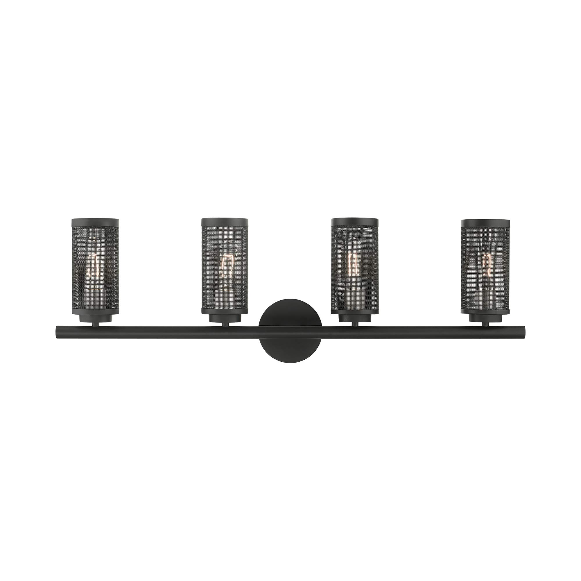 Livex Lighting 4-Light Black Bathroom Vanity Light Fixture with Brushed Nickel Accents - Model 14124-04 | Perfect for Modern Bathroom, Powder Room, and Master Bath Decor