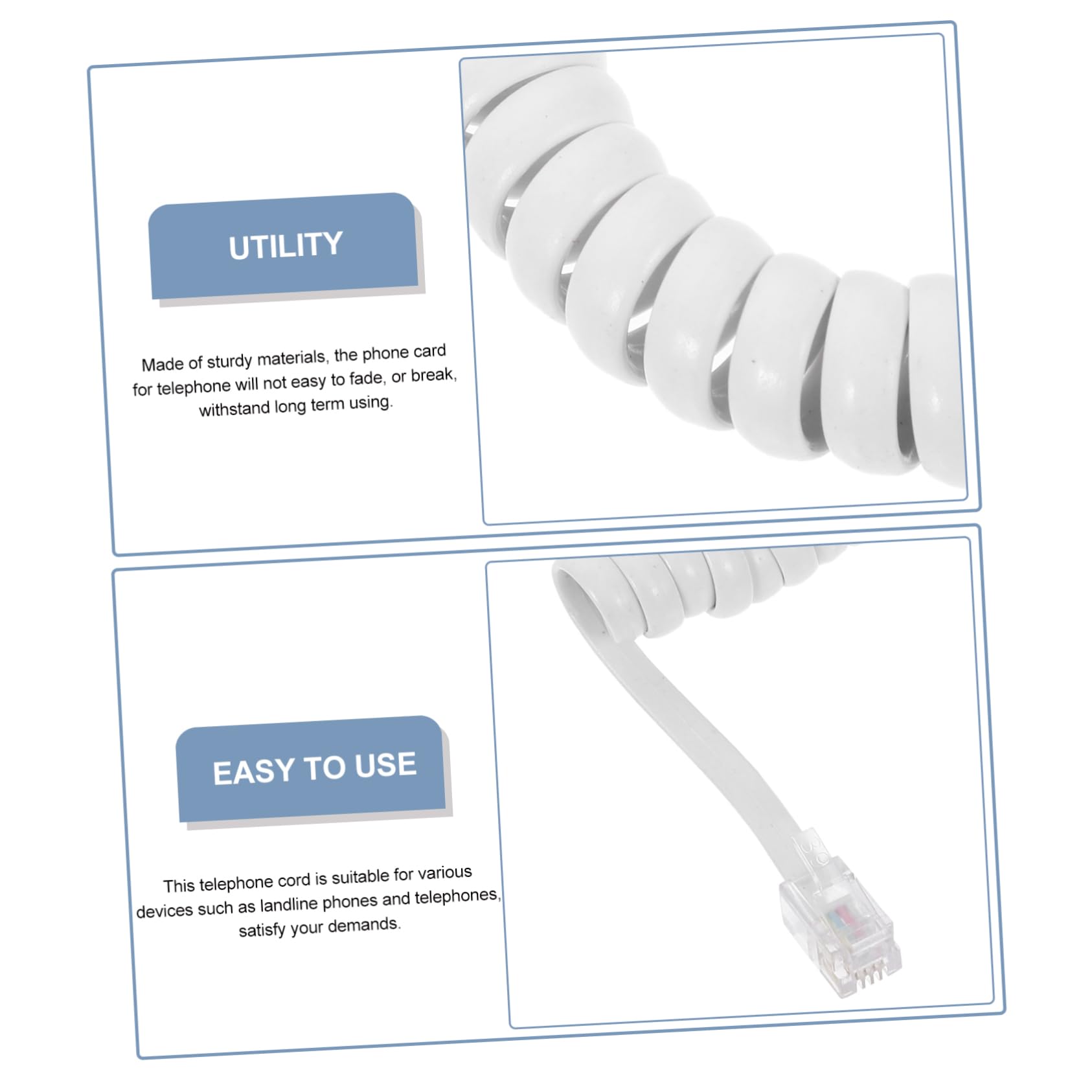 OSALADI 8-Pack 6ft Coiled Telephone Cord - Tangle-Free Landline Phone Cable for Home, Office, and Business Use - Compatible with Most Desk Phones and Wall Jacks